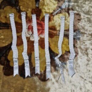 NEW SET 6 WHITE RUFFLED DETAHABLE ADJUSTABLE HANDMADE GARTER STRAPS BRIDAL